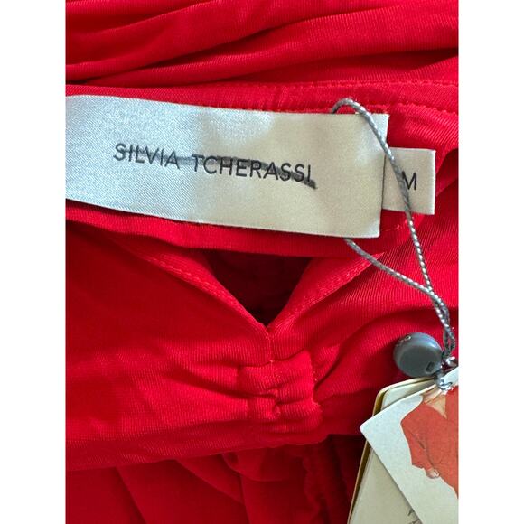Silvia Tcherassi Women's Red Rosalyn Fringe-detailed Draped Maxi Dress. Size M - Picture 10 of 10